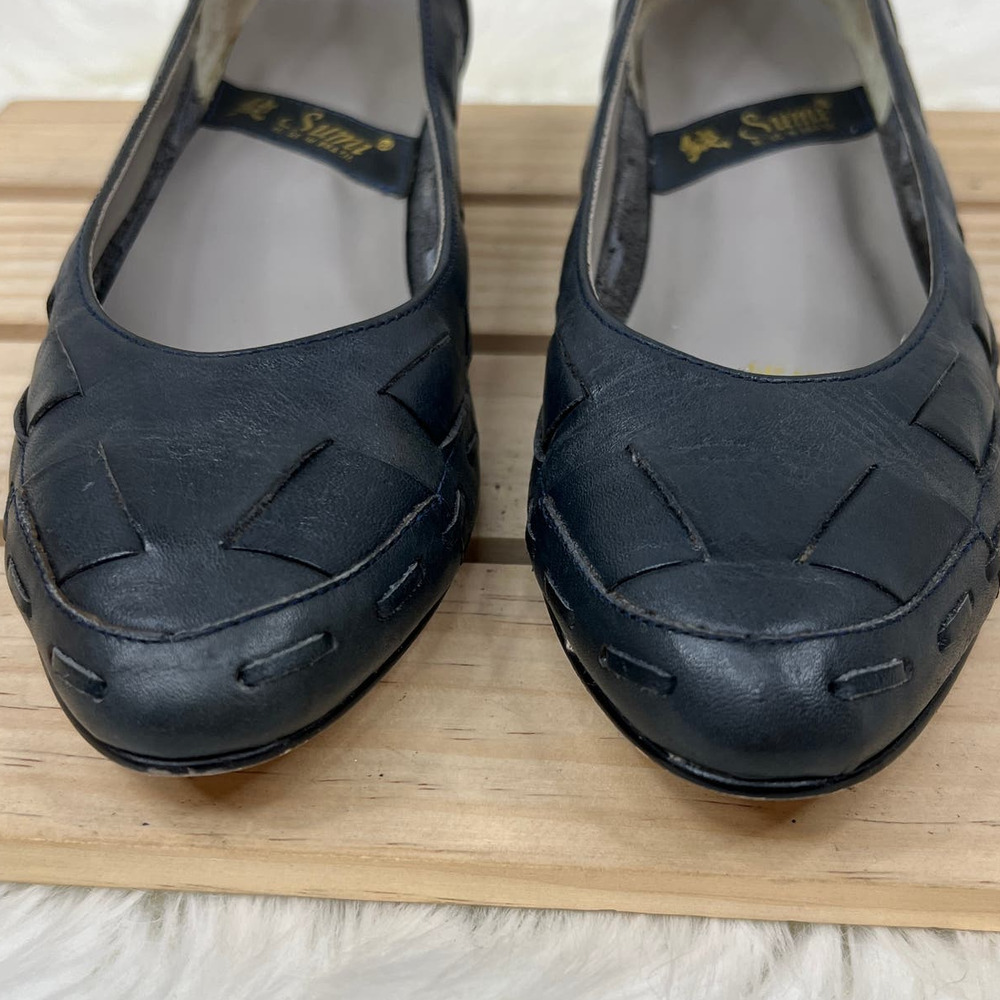 Vintage Sumi Made in Brazil Blue Leather Woven Flats‎ Women's Size 6.5M - Picture 4 of 7
